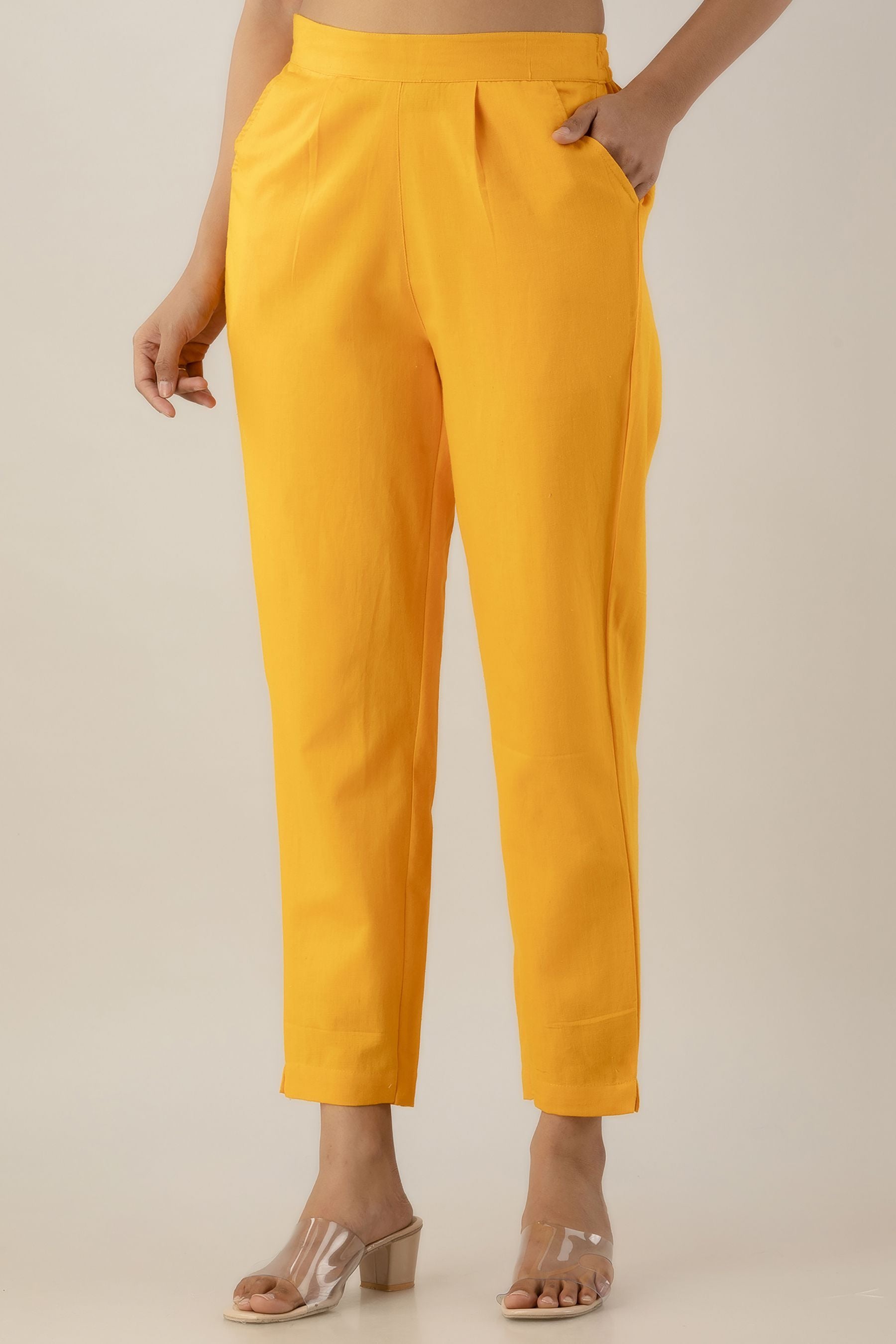 Salt Attire Women's Yellow wide leg pants